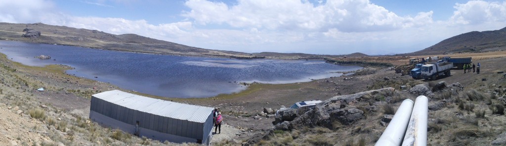 Mano a Mano builds water retention projects, like this reservoir in Maldonado currently under construction, to help farmers manage their water resources; these projects are especially critical with the current drought.