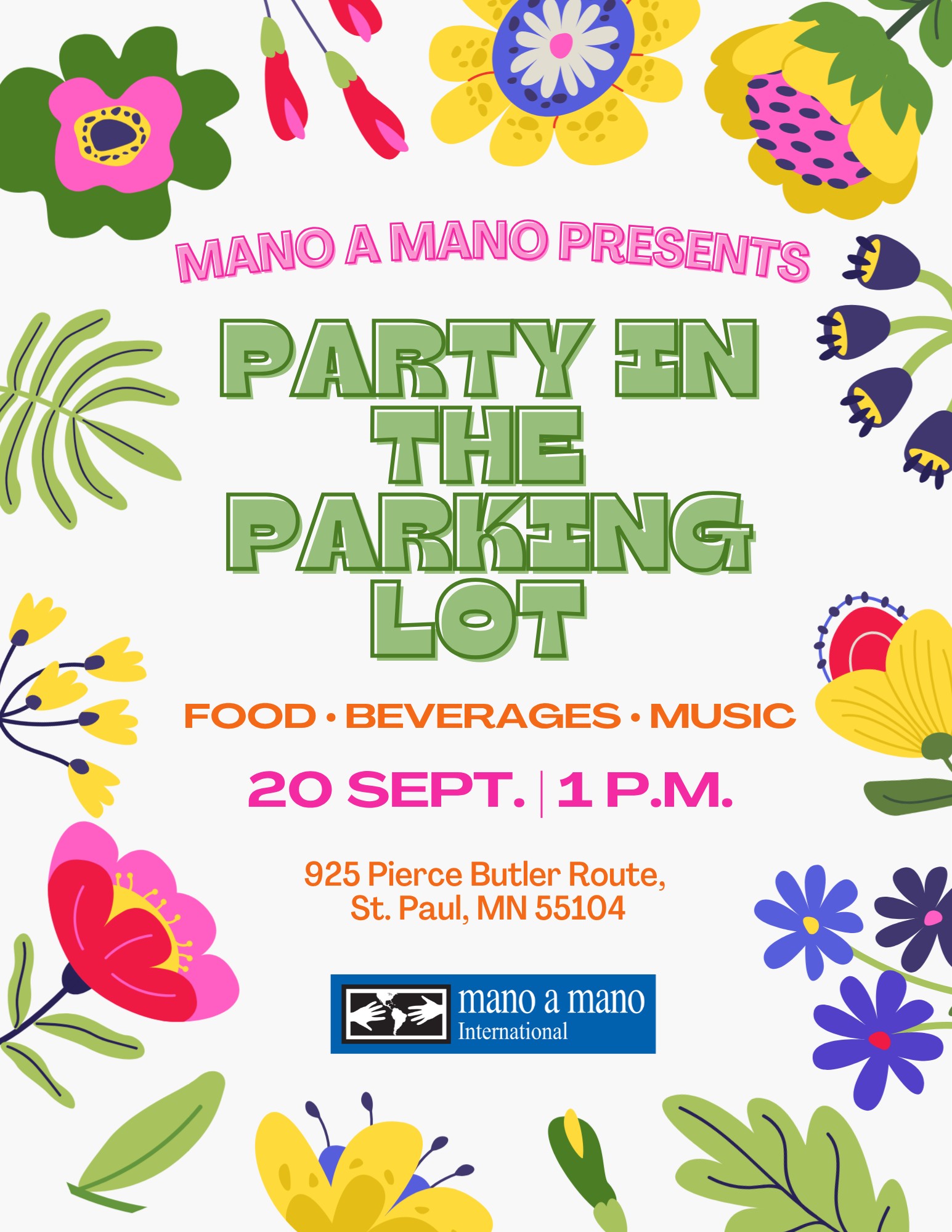 PIP 2026 A flyer with details about the upcoming event "Party In The Parking Lot"